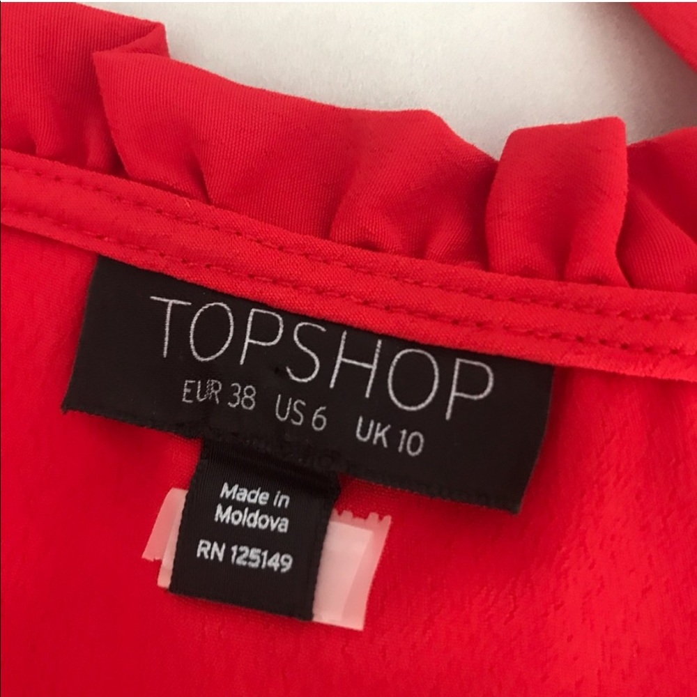 NWOT! TOPSHOP 90s Grunge Dream Red Ruffle Button Sweetheart MIDI Slip Dress - 6 - Picture 8 of 8